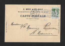 1914 HELVETIA MIT MATTERHORN ► Postkarte  Mit Zudruck " E.Müry & Cie. Bale" Von Basel Nach St.Maurice  ►SBK-J1◄ - Cartas & Documentos