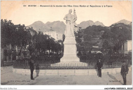 AAOP1-06-0065 - MENTON - Monument De La Réunion Des Villes Libres MENTON Et Roqubrun à La France - Menton