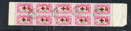 REUNION  81 CROIX ROUGE BLOC DE 10 OBL HELLBOURG VARIETES SUR CROIX - Used Stamps