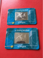 2 TIMBRES EN ARGENT 999/1000 HANDBALL. - Other & Unclassified