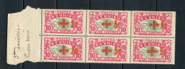 REUNION  81A CROIX ROUGE BLOC DE 6 LUXE NEUF SANS CHARNIERE - Unused Stamps
