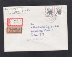 EINGESCHRIEBENER BRIEF MIT RÜCKSCHEIN ,MIT MI. 1582 (PAAR), AUS POTSDAM NACH BERLIN,1992 - Covers & Documents