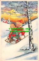 R515431 Winter. Two Children Ride A Sled. 1952 - Monde