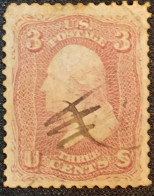 USA G.Washington 3c 1861 - 66 Used VF Rare Pen Cancellation - Gebraucht