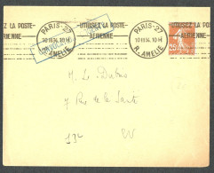 1934 Lettre 25c Semeuses  Oblitération Mécanique KRAG PARIS-27 R. AMELIE 10 III 34 "UTILISEZ LA POSTE AERIENNE......" - Oblitérations Mécaniques (Autres)