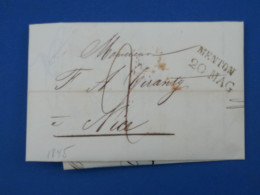 DP2 ETAT SARDE FRANCE  LETTRE  .1845  MENTON A NICE  ++AFF. INTERESSANT++ - Sardaigne