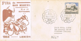 55128. Carta Certificada LERIDA 1968- Feria De San Miguel. Carteria Al Dorso - Storia Postale