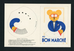 CHROMO   Cartonné Découpage Bon  Marché  Système Ours Peluche Avec Lunettes  Joue De L'accordéon - Au Bon Marché