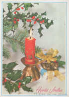 Feliz Año Navidad VELA Vintage Tarjeta Postal CPSM #PAV583.A - Nouvel An