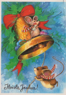 Bonne Année Noël SOURIS Vintage Carte Postale CPSM #PAU979.A - Nouvel An