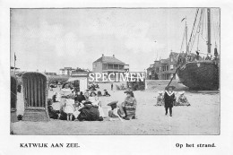 Prent - Op Het Strand Katwijk Aan Zee  - 8.5x12.5 Cm - Katwijk (aan Zee)