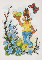 PASQUA CONIGLIO UOVO Vintage Cartolina CPSM #PBO448.A - Easter