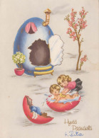 PÂQUES ENFANTS ŒUF Vintage Carte Postale CPSM #PBO309.A - Easter