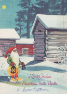 SANTA CLAUS Happy New Year Christmas GNOME Vintage Postcard CPSM #PBL748.A - Santa Claus