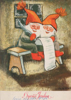 SANTA CLAUS Happy New Year Christmas GNOME Vintage Postcard CPSM #PBL723.A - Santa Claus