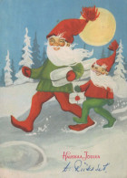 PÈRE NOËL Bonne Année Noël GNOME Vintage Carte Postale CPSM #PBL746.A - Santa Claus
