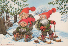 BABBO NATALE Buon Anno Natale GNOME Vintage Cartolina CPSM #PBL690.A - Santa Claus