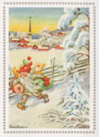 BABBO NATALE Buon Anno Natale GNOME Vintage Cartolina CPSM #PBL630.A - Santa Claus