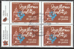 2024 - Y/T 5xxx - OBL 1ER JOUR - "JEUX FLORAUX DE TOULOUSE – 700 ANS DE POÉSIE" - BLOC 4 ISSU FEUILLET - Used Stamps