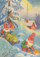 BABBO NATALE Buon Anno Natale GNOME Vintage Cartolina CPSM #PBB464.A - Santa Claus