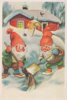 BABBO NATALE Buon Anno Natale GNOME Vintage Cartolina CPSM #PBB449.A - Santa Claus