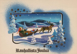 BABBO NATALE Buon Anno Natale CERVO Vintage Cartolina CPSM #PBB224.A - Santa Claus