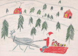 PAPÁ NOEL Feliz Año Navidad GNOMO CIERVOS Vintage Tarjeta Postal CPSM #PBB183.A - Santa Claus