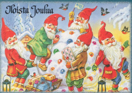 PAPÁ NOEL Feliz Año Navidad GNOMO Vintage Tarjeta Postal CPSM #PBA957.A - Santa Claus