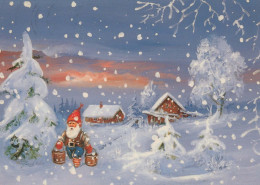 PÈRE NOËL Bonne Année Noël GNOME Vintage Carte Postale CPSM #PBA969.A - Santa Claus