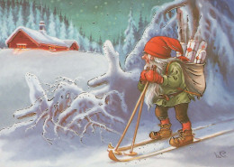 PAPÁ NOEL Feliz Año Navidad GNOMO Vintage Tarjeta Postal CPSM #PBA742.A - Santa Claus