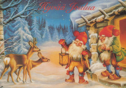 BABBO NATALE Buon Anno Natale GNOME Vintage Cartolina CPSM #PBA713.A - Santa Claus