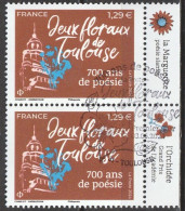 2024 - Y/T 5xxx - OBL 1ER JOUR - "JEUX FLORAUX DE TOULOUSE – 700 ANS DE POÉSIE" - BLOC 2 ISSU FEUILLET - Used Stamps