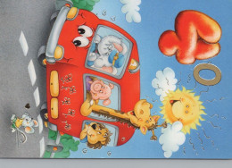 ELEFANT GIRAFFE LION Tier Vintage Ansichtskarte Postkarte CPSM #PBS049.A - Elefanten