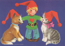 GATTO KITTY Animale Vintage Cartolina CPSM #PBQ880.A - Chats