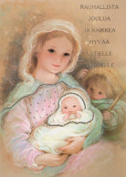 Vergine Maria Madonna Gesù Bambino Natale Religione Vintage Cartolina CPSM #PBP949.A - Maagd Maria En Madonnas