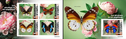 Djibouti 2023, Animals, Butterflies And Peonies, 4val In BF +BF IMPERFORATED - Dschibuti (1977-...)