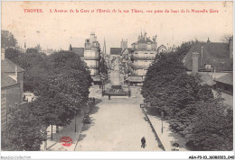 AGAP3-10-0218 - TROYES - L'avenue De La Gare Et L'entrée De La Rue Thiers - Vue Prise Du Haut De La Nouvelle Gare  - Troyes