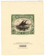 PAPUA - 1923 'Hesshaimer' Coloured Enlarged Proof Print Of The 1/2d Black & Green 'lakatoi' Engravers Work(**) RARE - Papua New Guinea