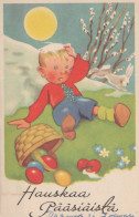 OSTERN KINDER HUHN EI Vintage Ansichtskarte Postkarte CPA #PKE330.A - Pâques