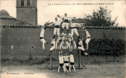 Collonges-au-Mont-D'Or Canton De Limonest Gymnastique Pyramide Adultes Rhône 69660 Cpa Voyagée En 1914 En B.Etat - Other & Unclassified
