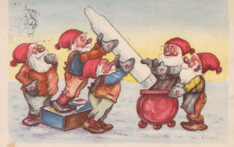 PÈRE NOËL Bonne Année Noël GNOME Vintage Carte Postale CPA #PKE009.A - Santa Claus