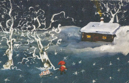 BABBO NATALE Buon Anno Natale GNOME Vintage Cartolina CPSMPF #PKD997.A - Santa Claus