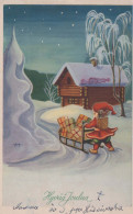 WEIHNACHTSMANN SANTA CLAUS Neujahr Weihnachten GNOME Vintage Ansichtskarte Postkarte CPSMPF #PKD919.A - Santa Claus