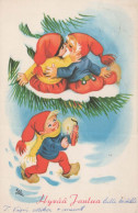 BABBO NATALE Buon Anno Natale GNOME Vintage Cartolina CPSMPF #PKD857.A - Santa Claus