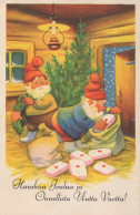 PÈRE NOËL Bonne Année Noël GNOME Vintage Carte Postale CPSMPF #PKD368.A - Santa Claus
