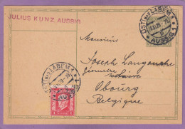 GANZSACHE MIT ZUSATZFRANKATUR AUS AUSSIG/UST NAD LABEM NACH OBOURG,BELGIEN,1929. - Postkaarten