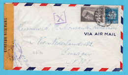 SURINAME Censuur Luchtpost Brief 1944 Paramaribo Naar Curaçao - Surinam ... - 1975