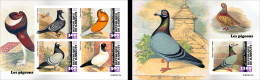 Djibouti 2023, Animals, Pigeons, 4val In BF +BF IMPERFORATED - Gibuti (1977-...)