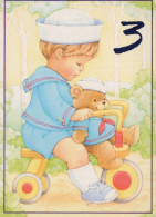 HAPPY BIRTHDAY 3 Year Old BOY CHILDREN Vintage Postal CPSM #PBT891.A - Anniversaire