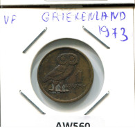 1 DRACHMA 1973 GRECIA GREECE Moneda #AW560.E.A - Griechenland